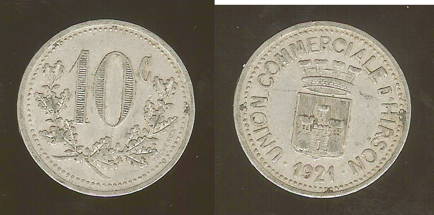 union commerciale Hirson - Aisne (02) 10 centimes 1921 TTB